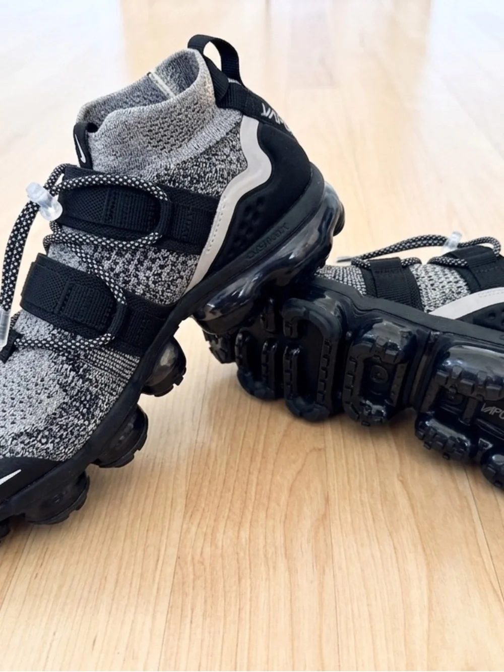 Kids Black and Gray Knit Athletic Sneakers